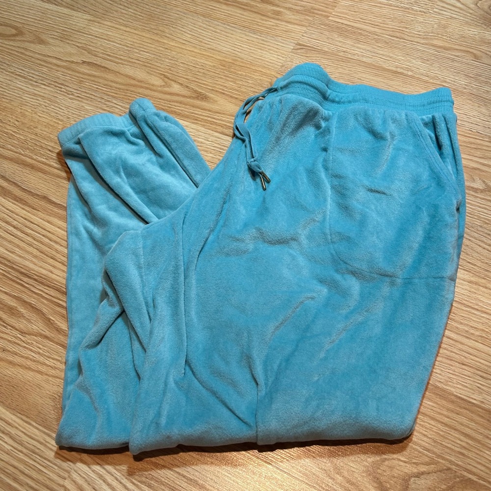 Secret Treasures Womens 2X Turquoise Blue‎ Velour Jogger Pajama Pants 18W-20W